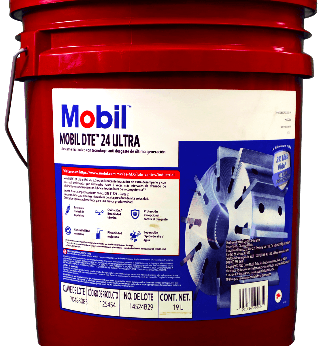 125454 Cubeta 19 litros Mobil DTE 24
