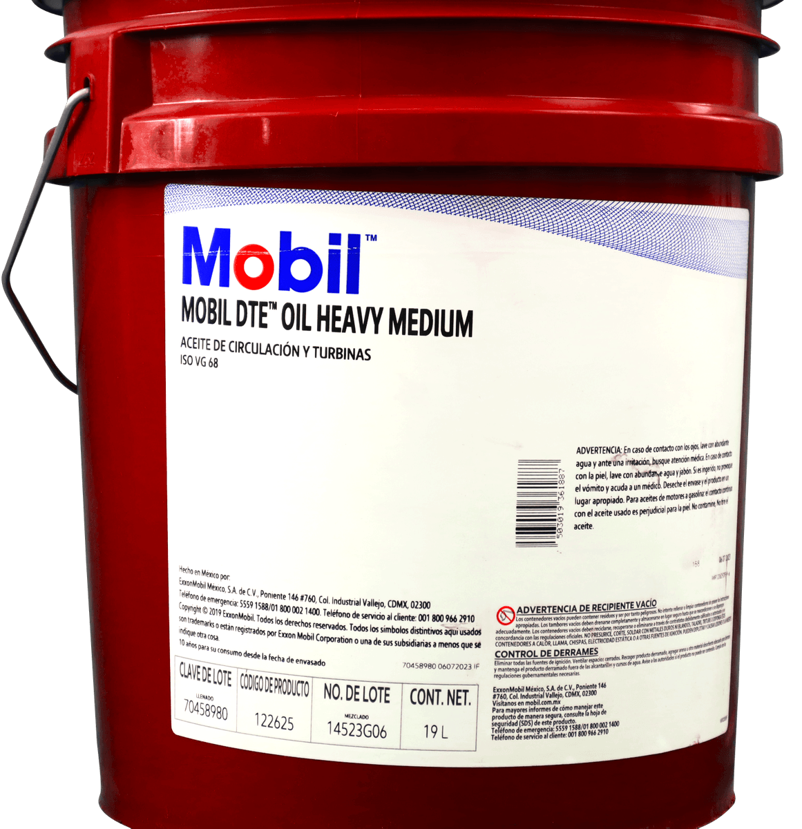 122625 Cubeta 19 litros Mobil DTE OIL Heavy Medium ISO 68