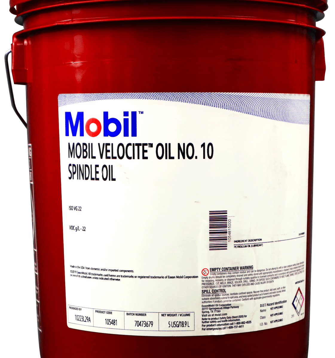105481 Cubeta 19 litros Mobil Velocite 10